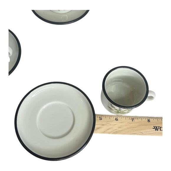 ITALIAN Set (6) Espresso Tea IPA CUPS & SAUCERS Demitasse Botanic Garden Flowers - Picture 13 of 14